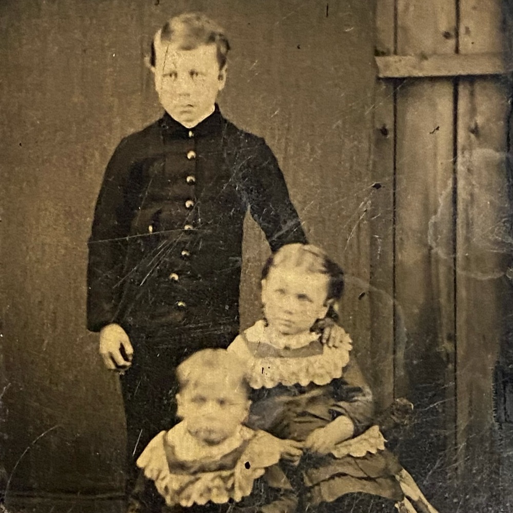 Antique Ferrotype Tintype of Three Children 1850’s to 1870’s